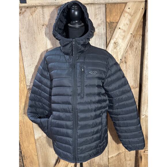 Hollister Ultimate Puffer Collection Hooded Jacket Coat Black Men's Size Medium - Picture 1 of 10